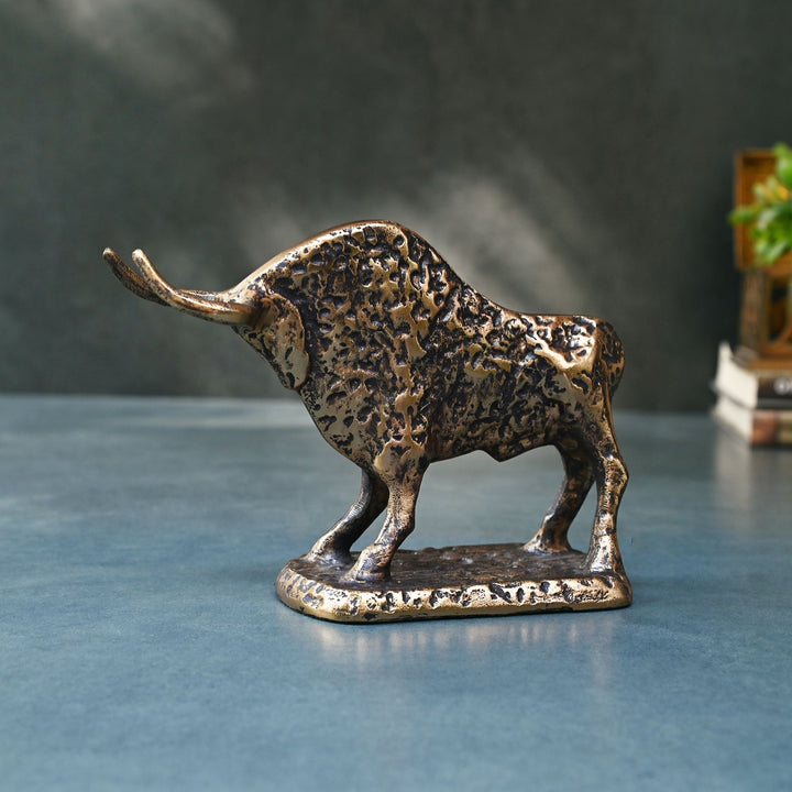 Antique bull tabletop sculpture for home and office décor