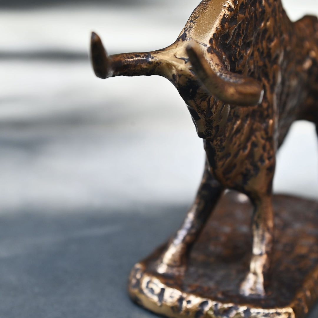 Antique bull tabletop sculpture for home and office décor