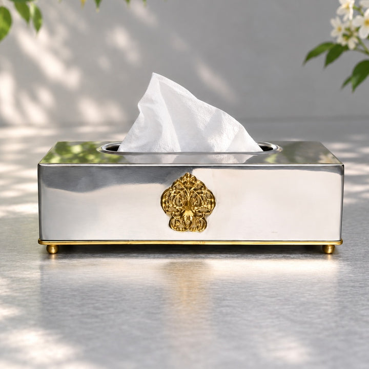 Steel Tissue Box with Medallion