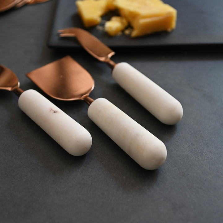 Cheese knives with marble handles