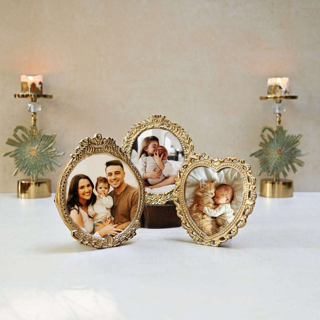 small golden photo frames