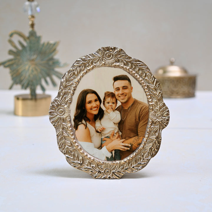 small golden round photo frames