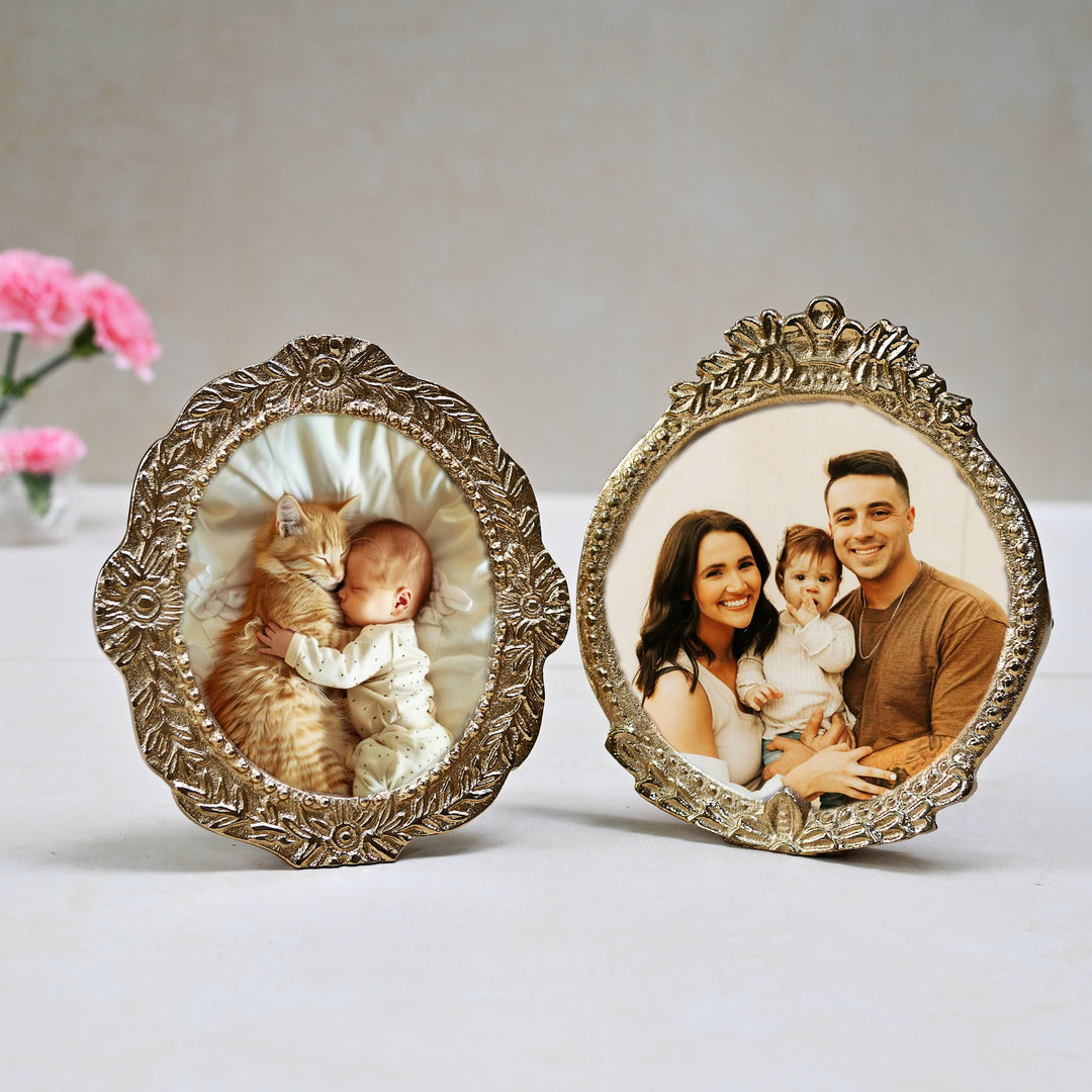 small golden photo frames