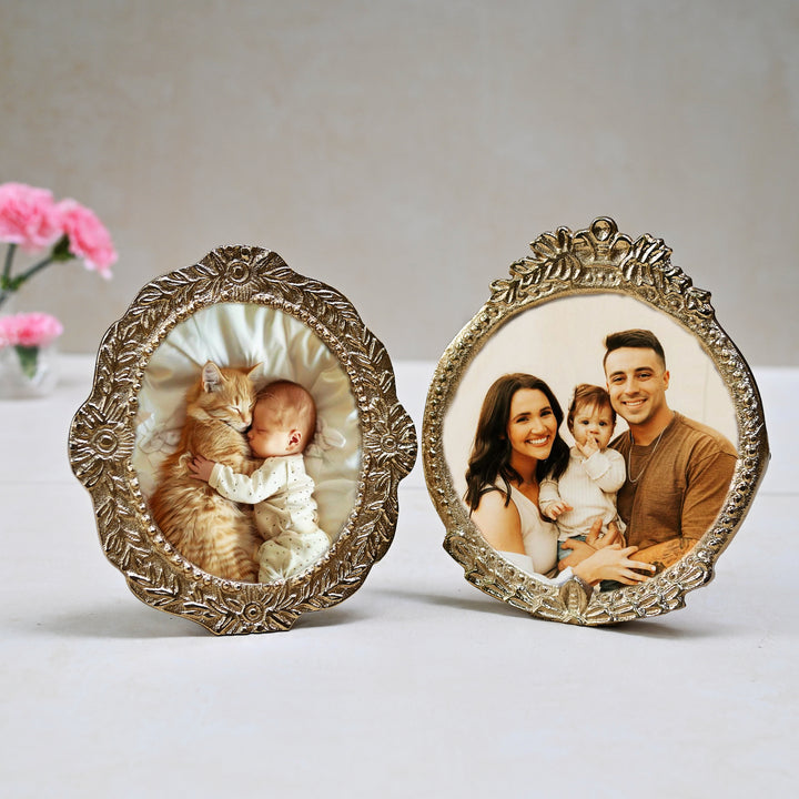 small golden photo frames