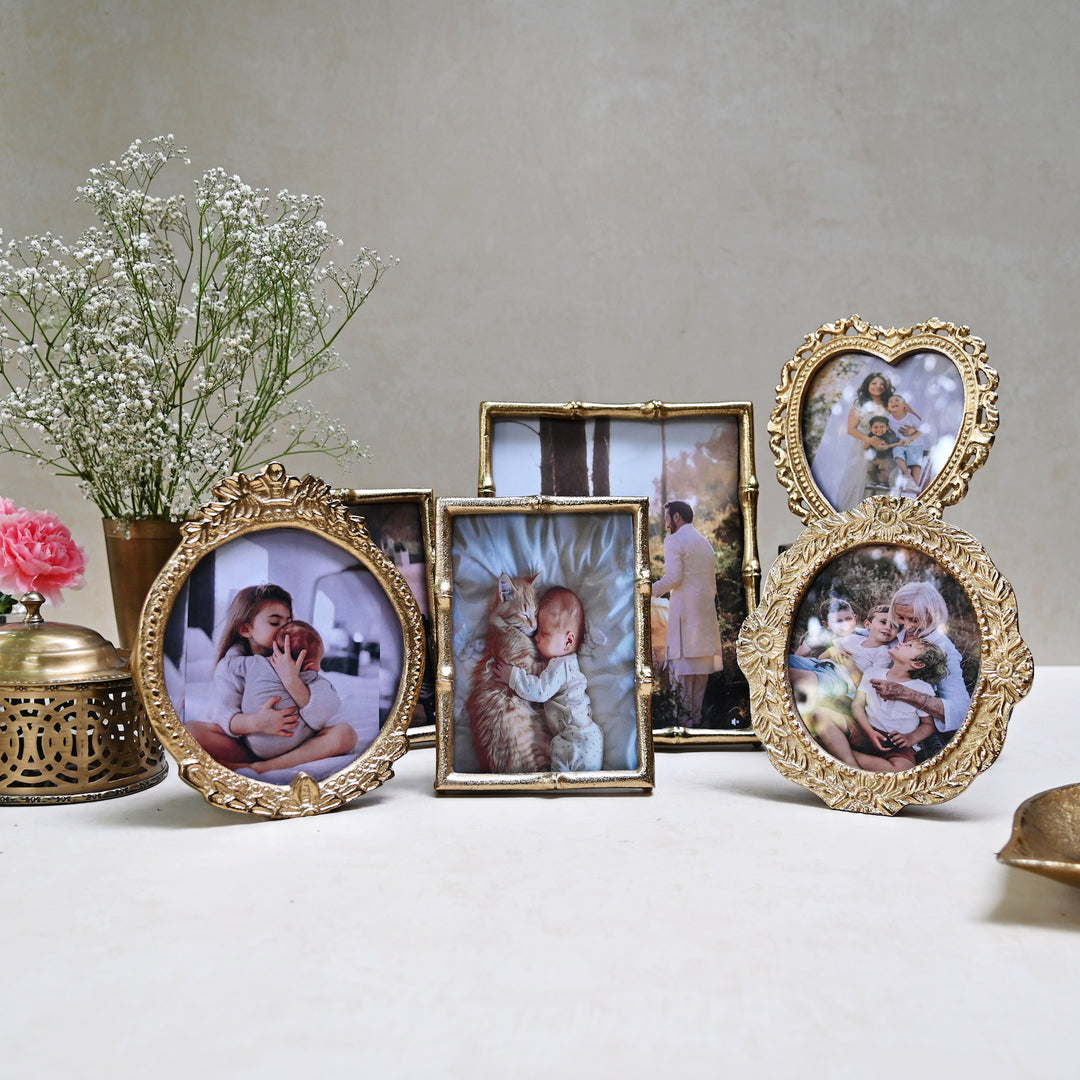 small golden photo frames