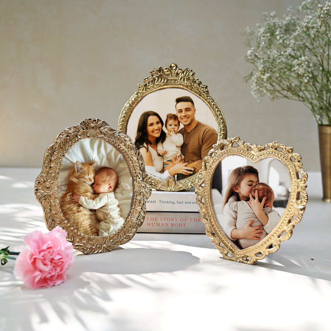 small golden photo frames