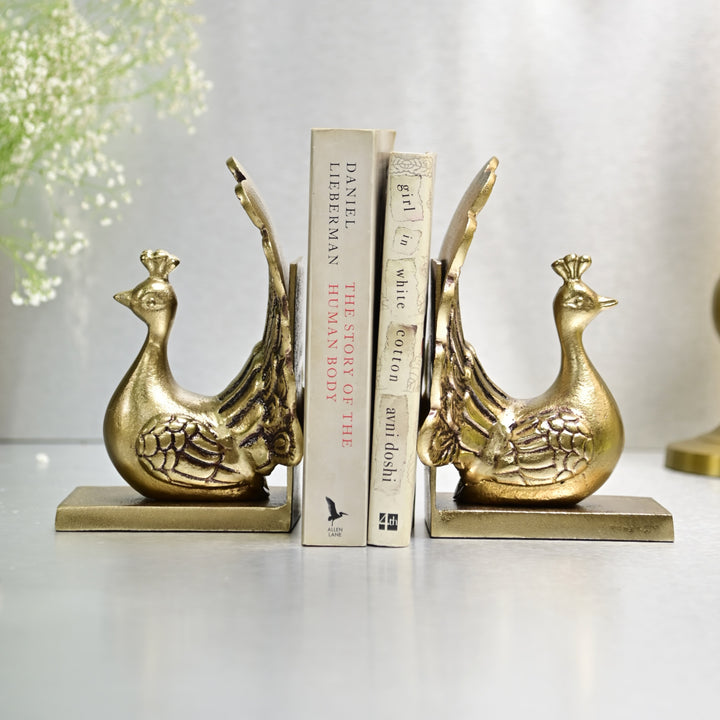 Peacock Bookends Gold