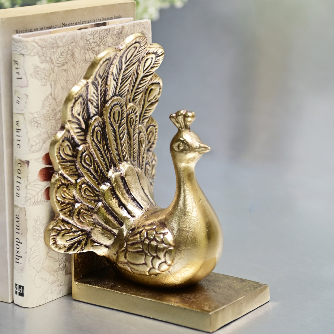 Peacock Bookends Gold