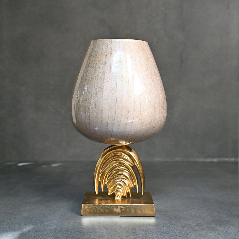 silver glass candle holder