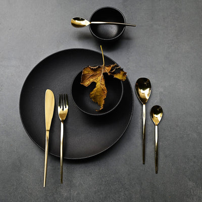 sleek gold dining cutlery set