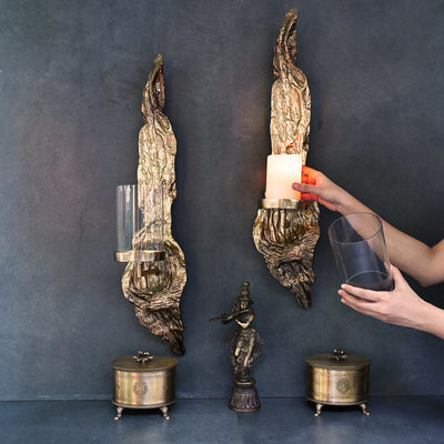 golden wall candle holder