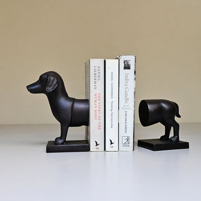 metal dog bookends