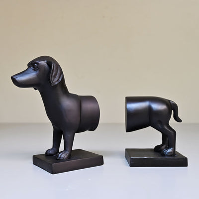 metal dog bookends