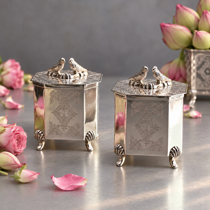 Silver Square Ornamental Box - Single Piece