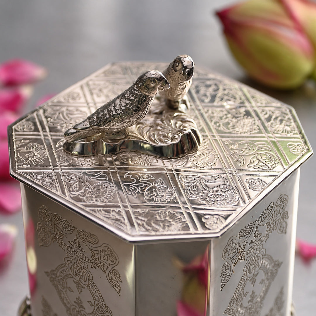 Silver Square Ornamental Box - Single Piece