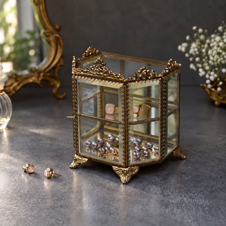 Glass & Brass Jewellery Cabinet