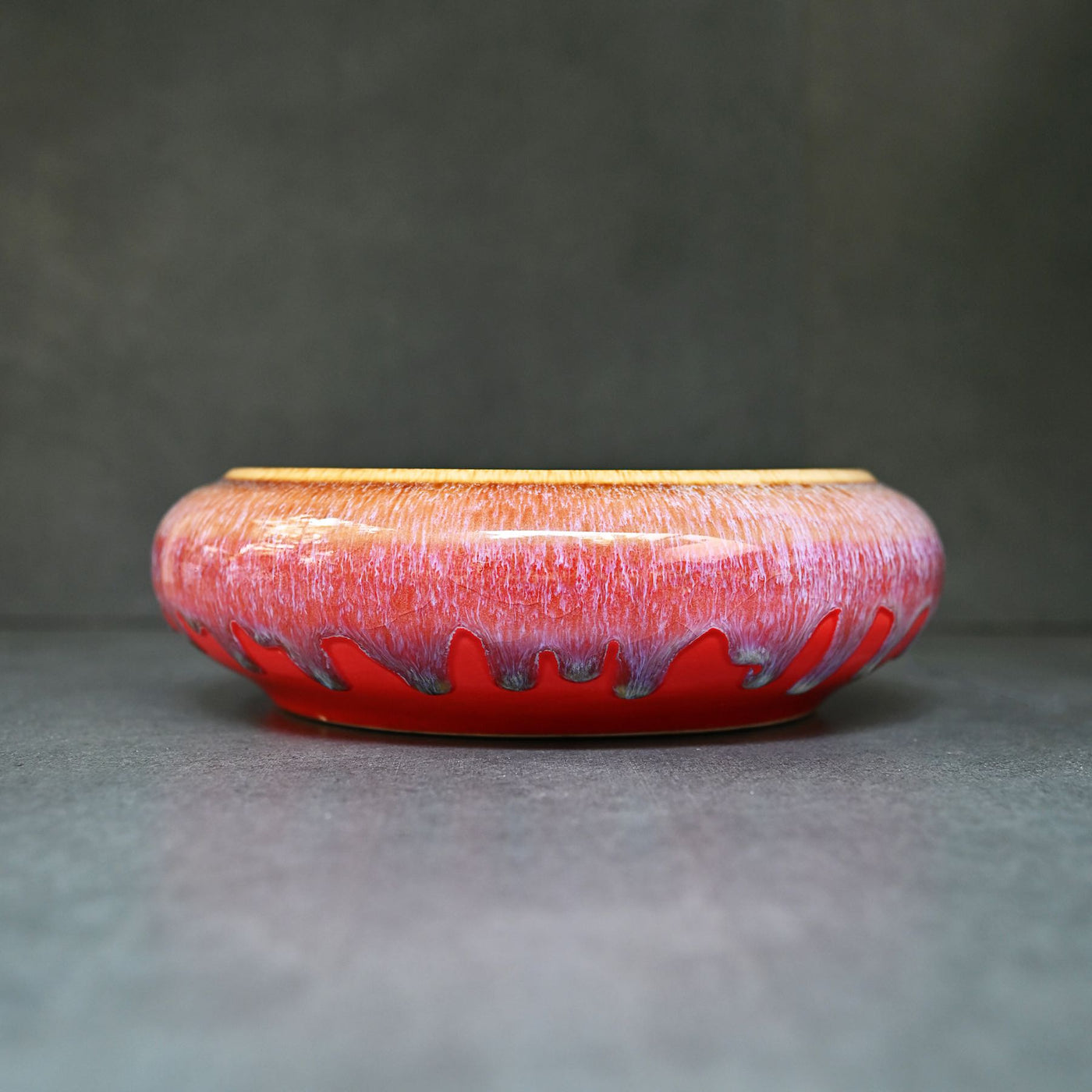 red ceramic bowl