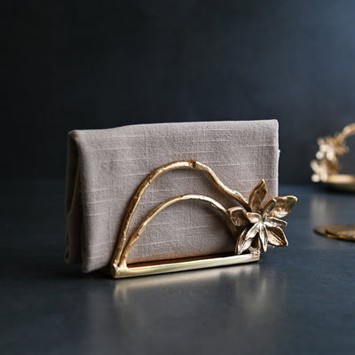 Gold Floral Napkin Holder