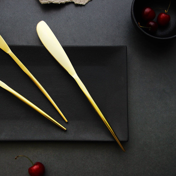 sleek gold table knife