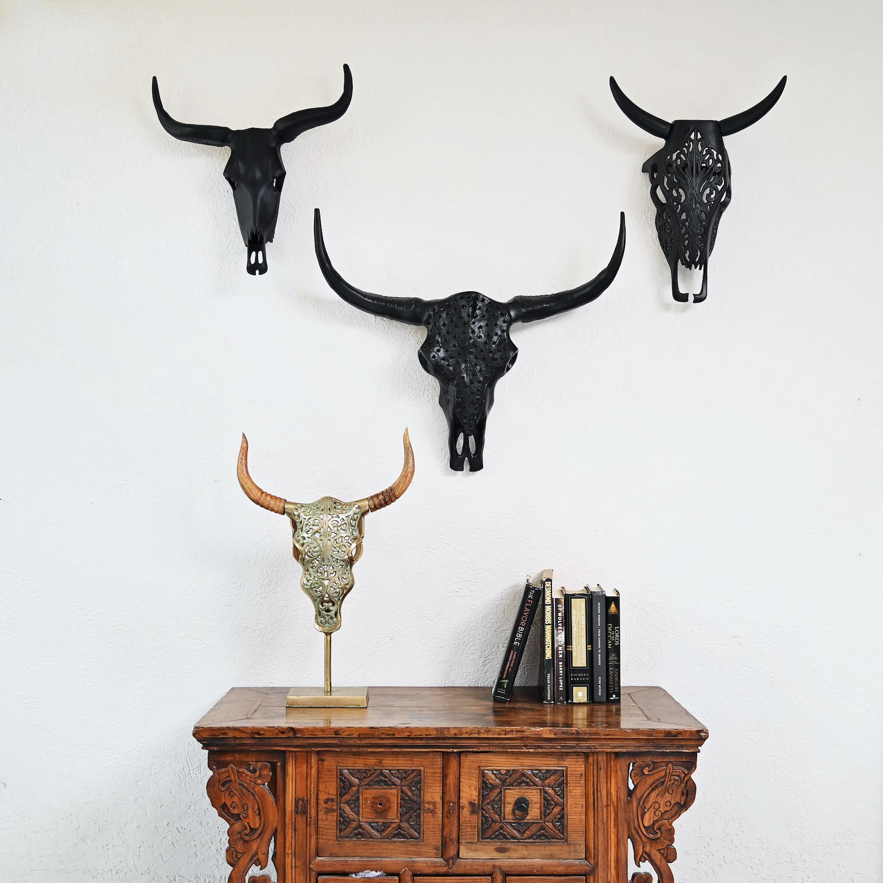Long Horn Steer Wall Sculpture, Large | Mora Taara