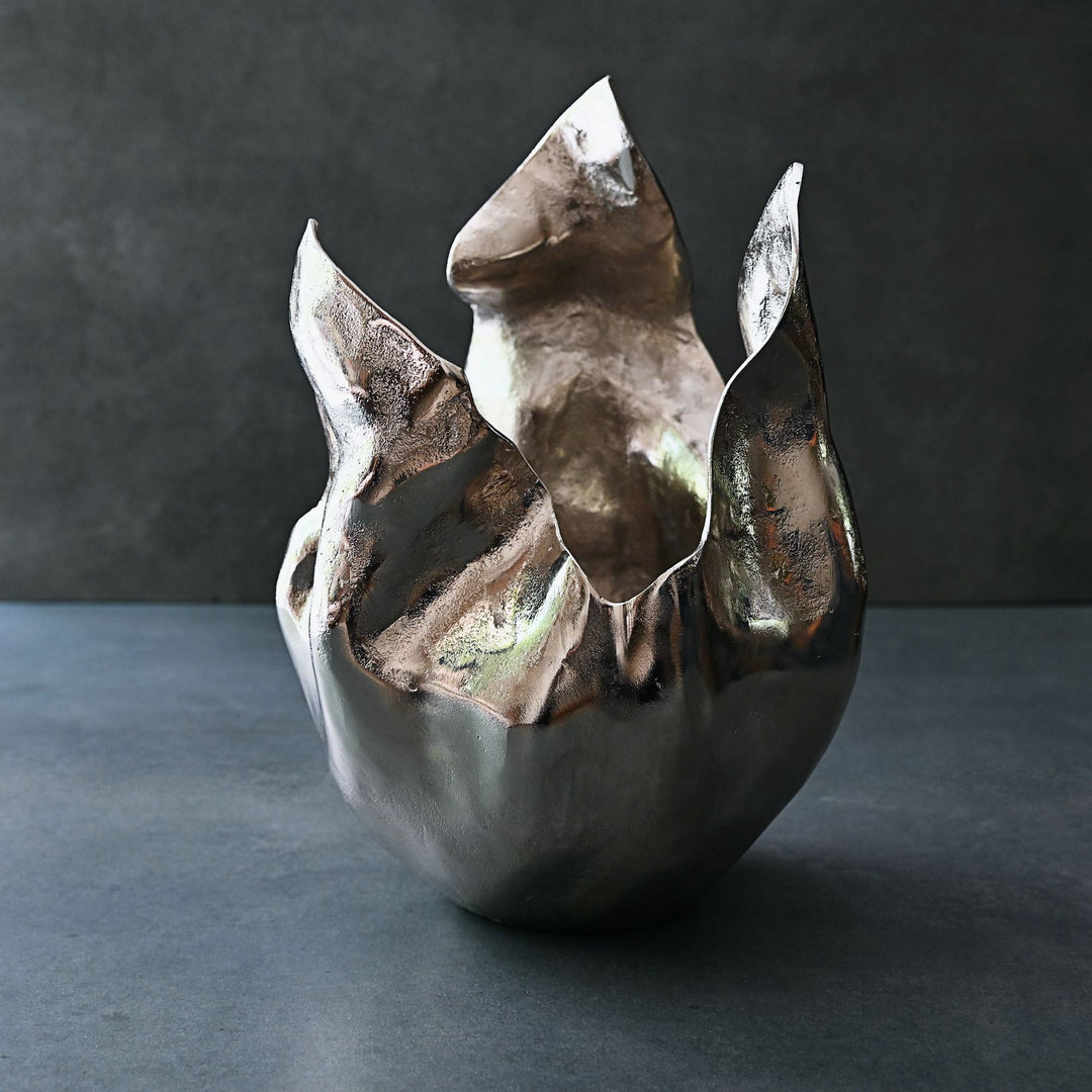 metal sculptural vase