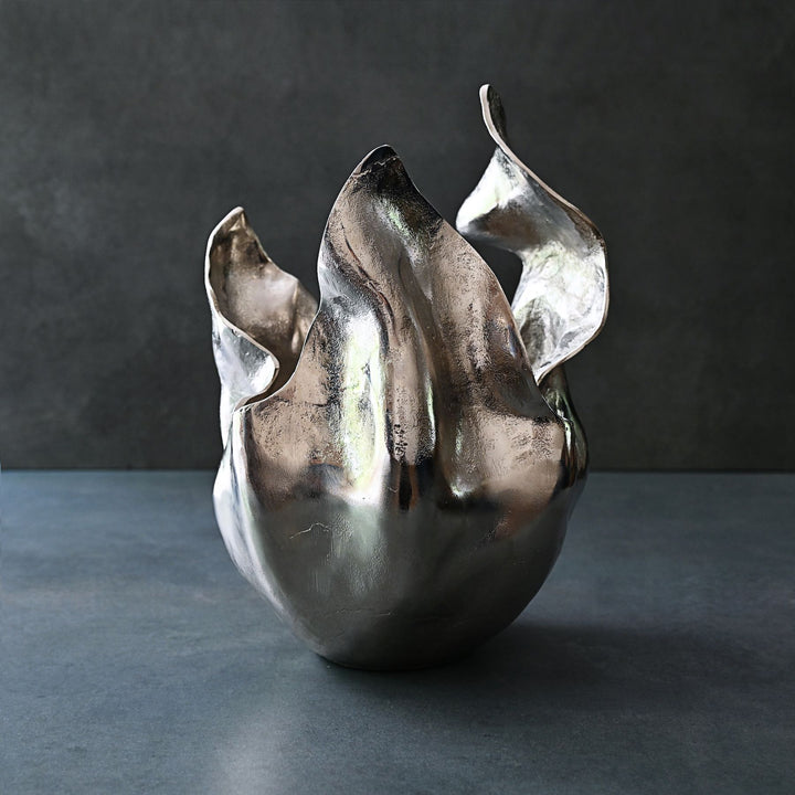 metal sculptural vase