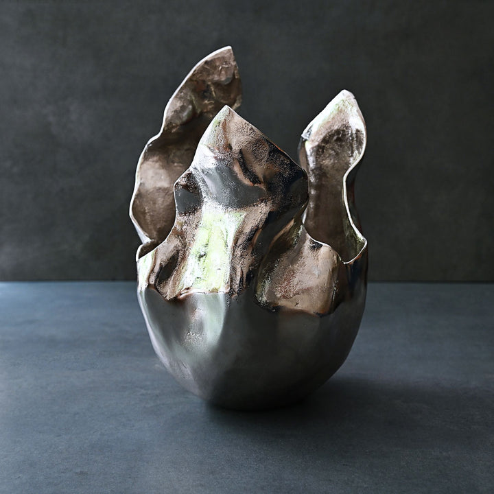 metal sculptural vase