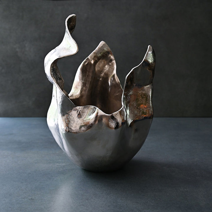 metal sculptural vase