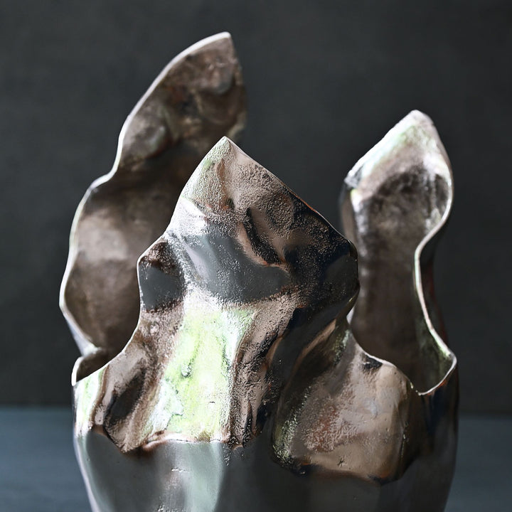 metal sculptural vase