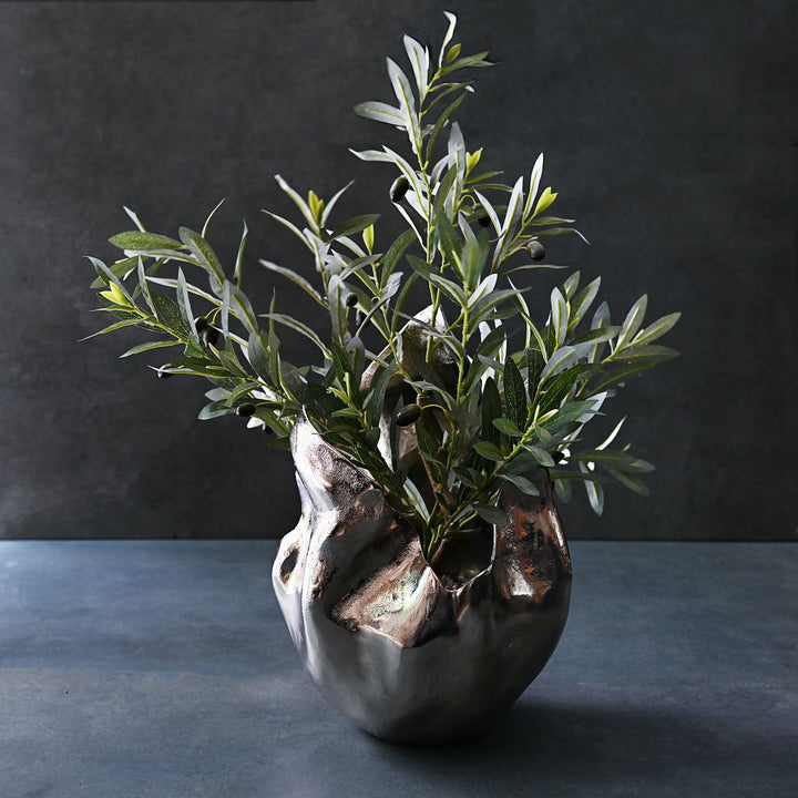 metal sculptural vase