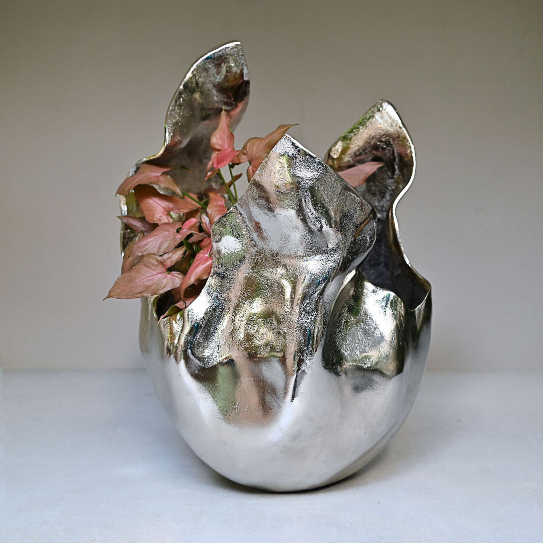 metal sculptural vase