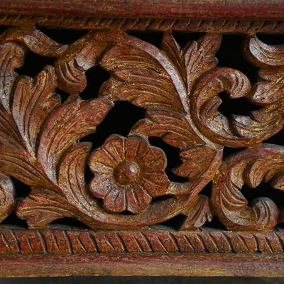 wooden chest for storage with hand carvings