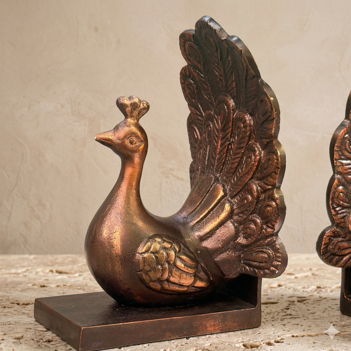 Peacock Bookends Bronze