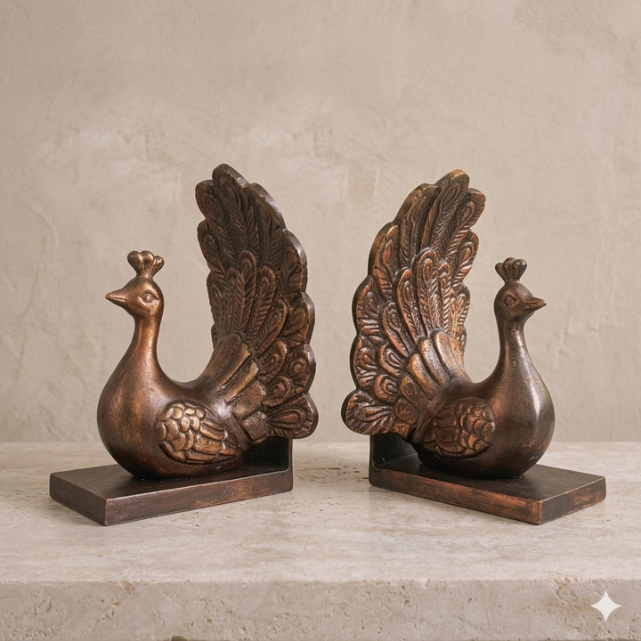Peacock Bookends Bronze