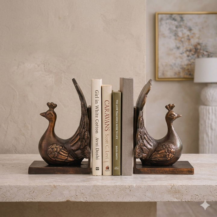 Peacock Bookends Bronze