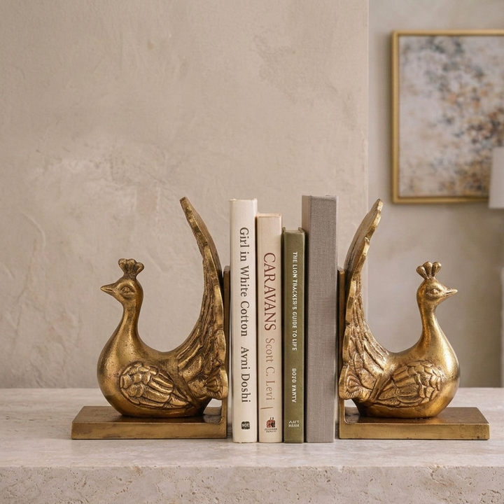 Peacock Bookends Gold