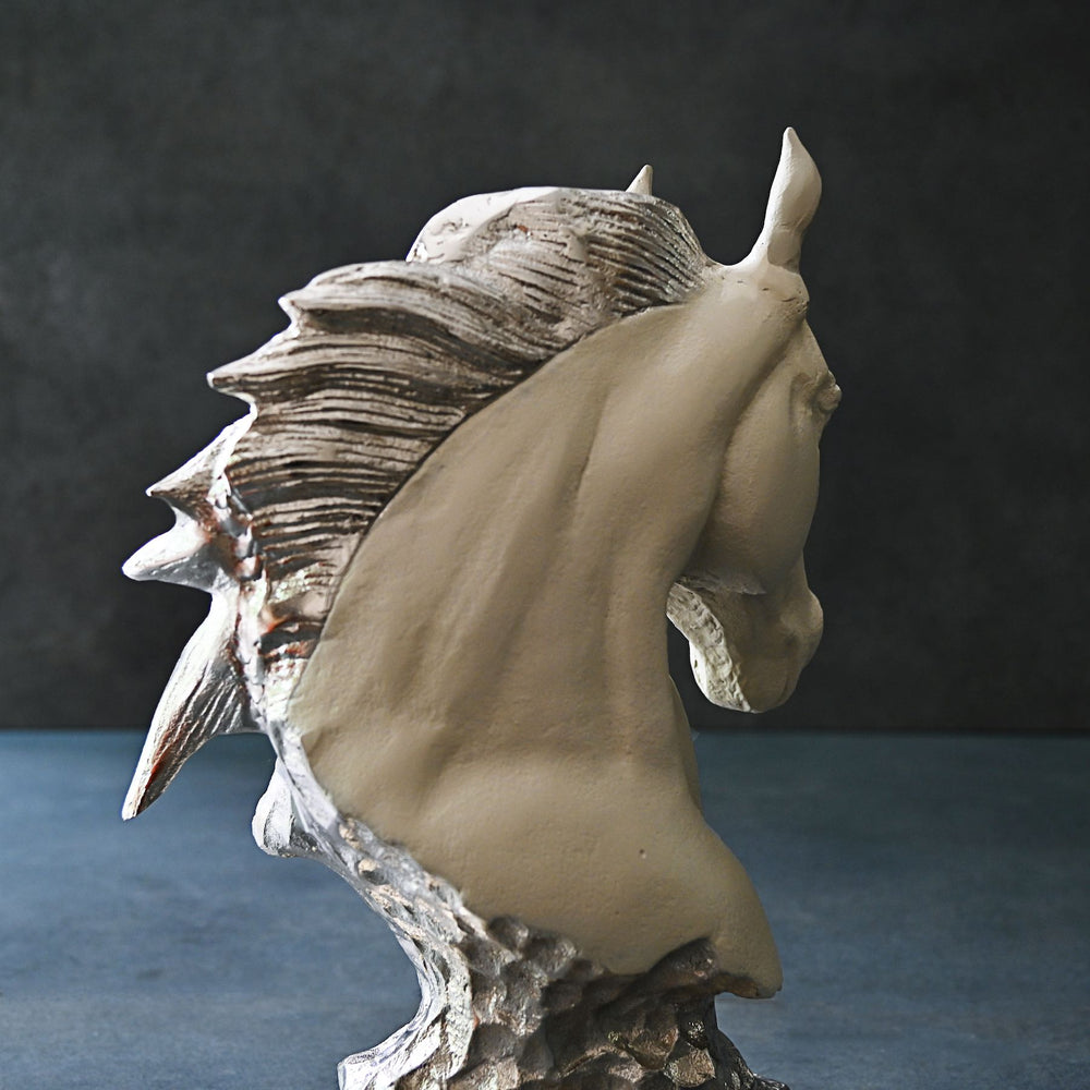 white and silver horse sculpture