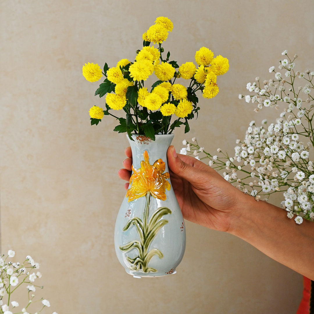 Sunflower Ceramic Vase Pair