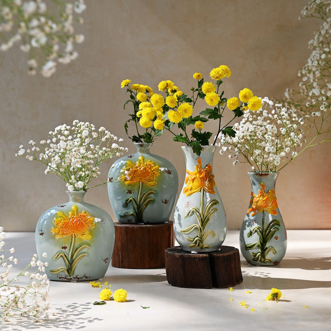 Sunflower Ceramic Vase Pair