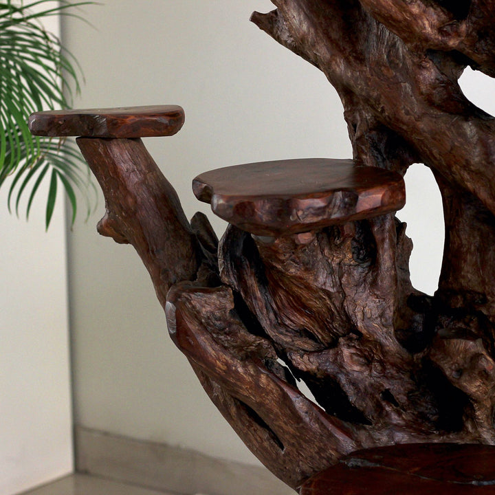 Wooden sculpture with natural patterns and textures