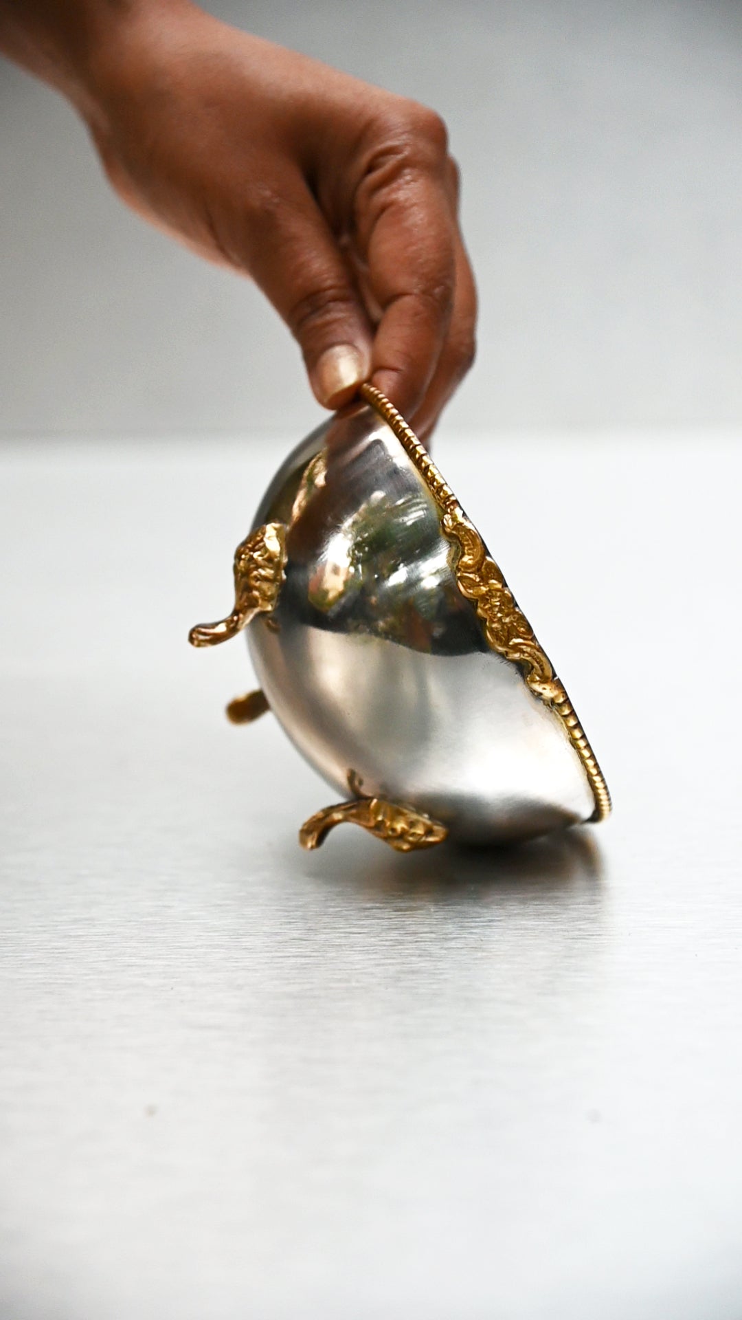 Two-Tone Brass Serving Bowl