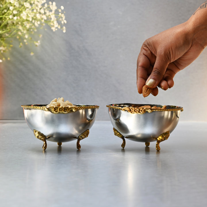 Two-Tone Brass Serving Bowl