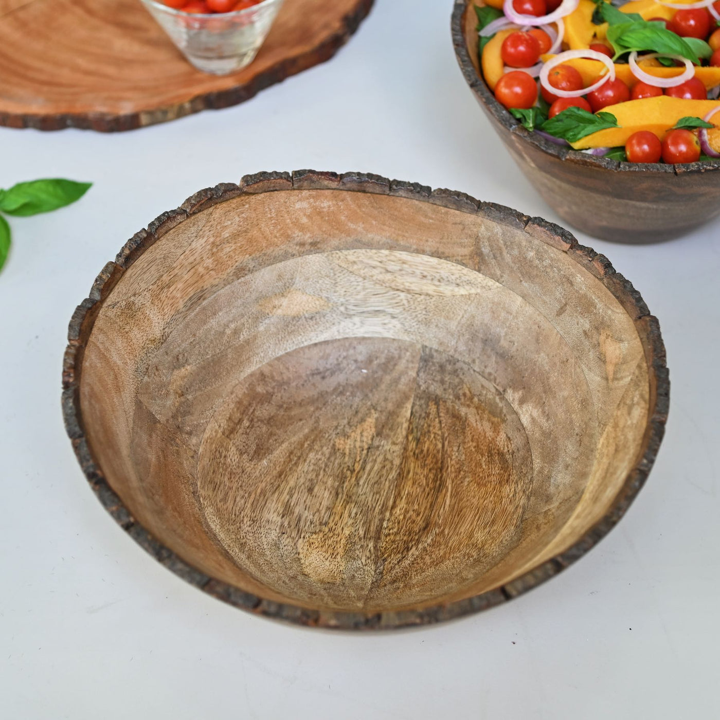Wooden Bark Serving Bowl