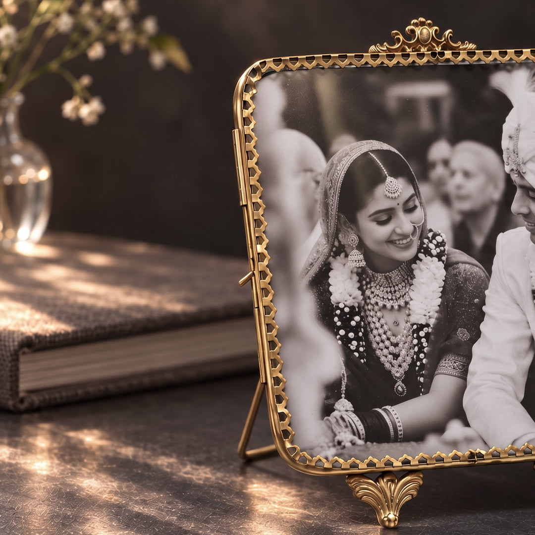 Ornate Square Brass Photo Frame