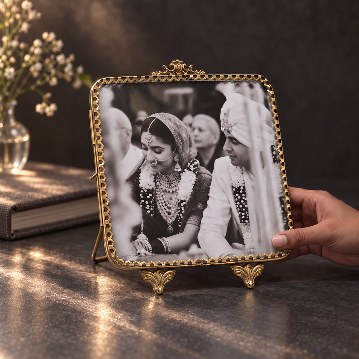 Ornate Square Brass Photo Frame