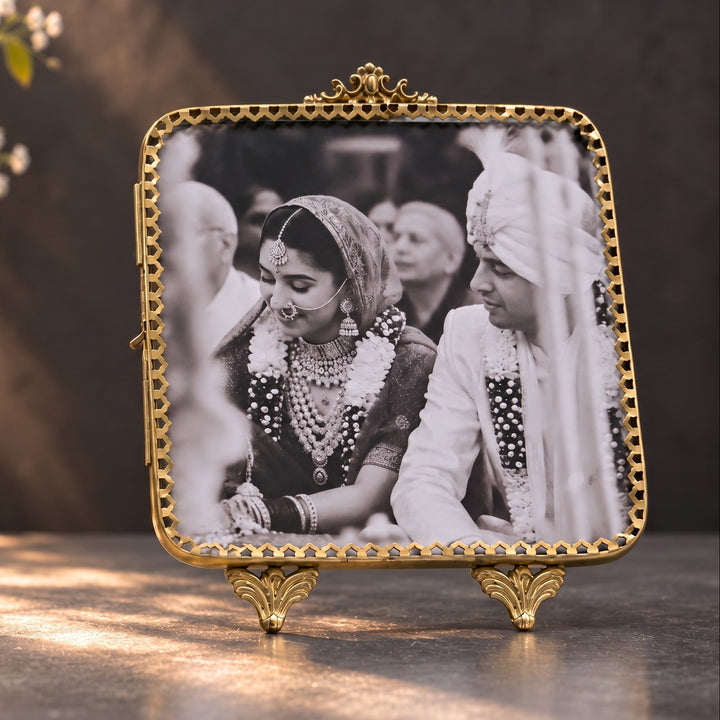 Ornate Square Brass Photo Frame