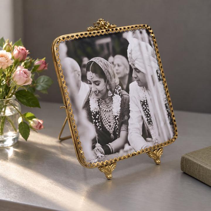 Ornate Square Brass Photo Frame