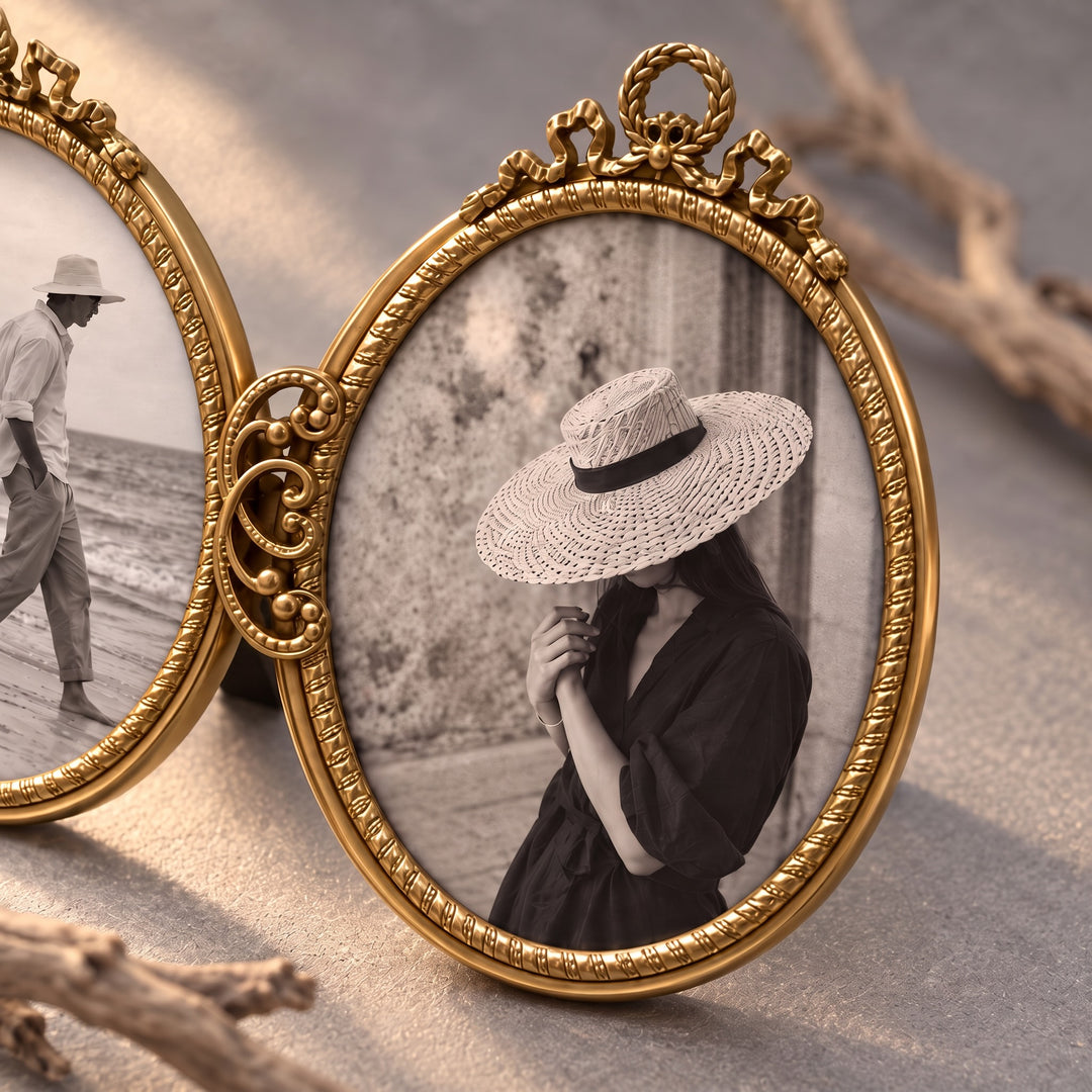Double Oval Brass Photo Frame