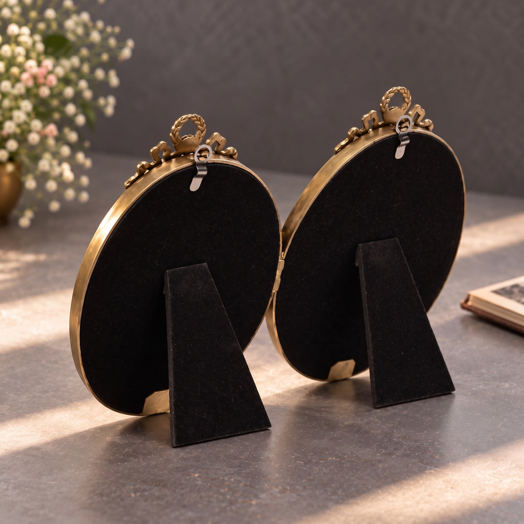 Double Oval Brass Photo Frame