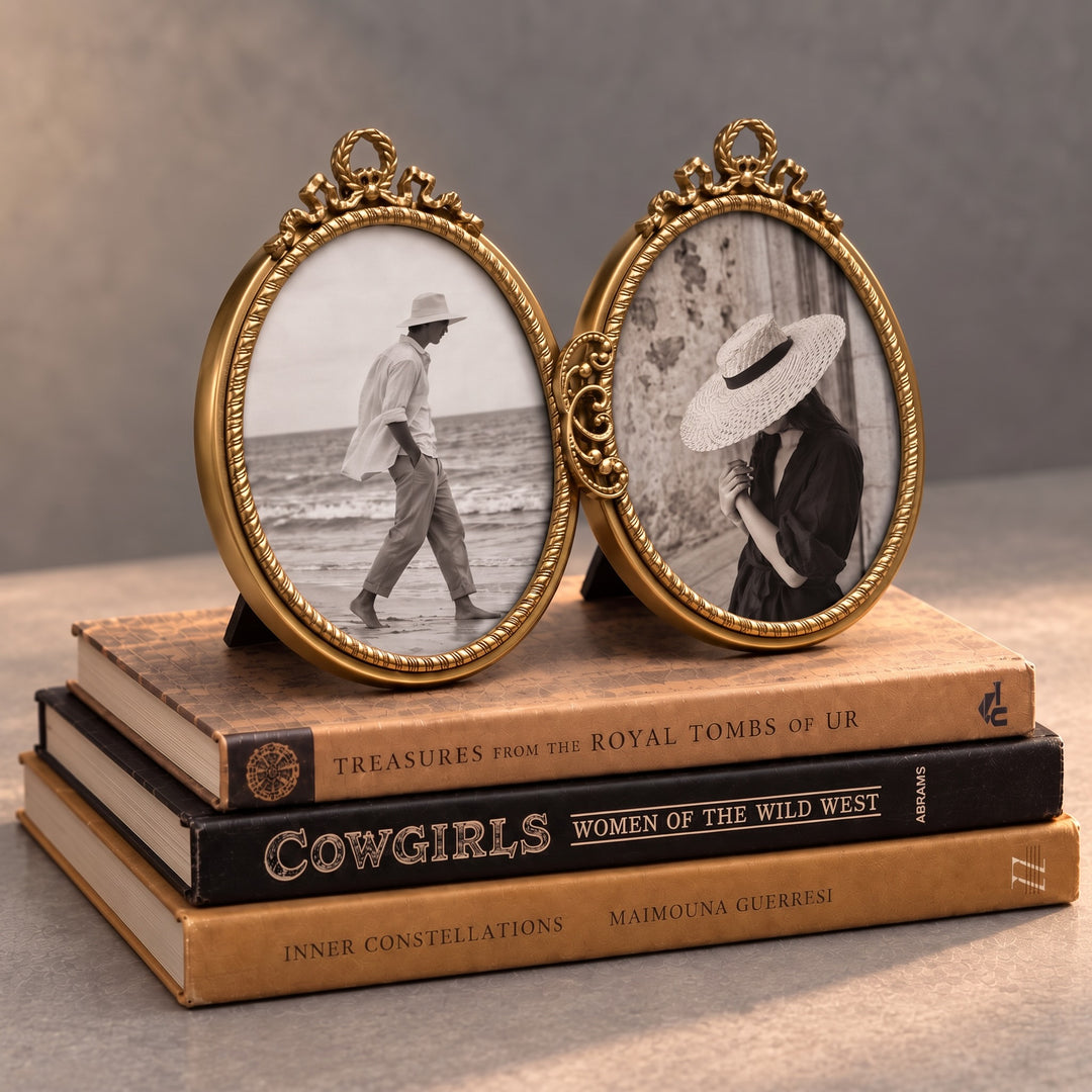 Double Oval Brass Photo Frame